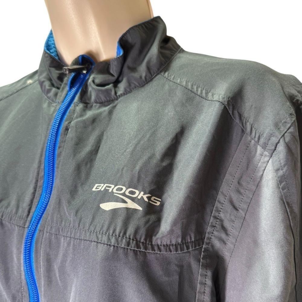 Brooks Shelter Tech Running Jacket Gray Blue Breathable Small Unisex - Picture 5 of 13